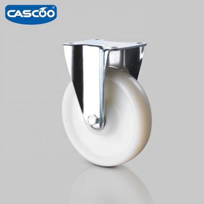 China High Load Capacity CASCOO 200MM Fixed Heavy Duty Nylon Caster For Rail Roof Access Platform for sale