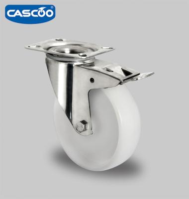 China Other CASCOO Nylon 304 Stainless Steel Caster Wheel With Double Brake for sale