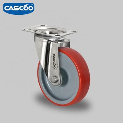 China PIVOT CASCOO 5 Inch Polyurethane Stainless Steel Industrial Caster for sale