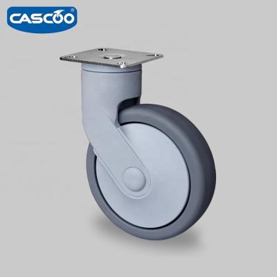 China PIVOT CASCOO Thermoplastic Rubber Medical Swivel Plate Caster Caster For Medical Trolley for sale