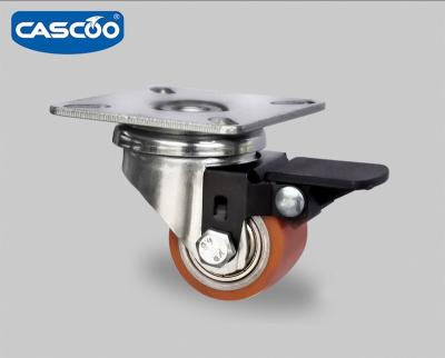 China Compact Casters CASCOO Polyurethane Caster Wheels 2 Inch Pallet Containers Cage Heavy Duty Small Material PU Wheel Caster for sale