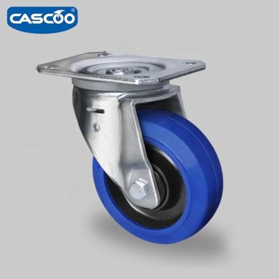 China 360Â ° Self Aligning System CASCOO 100mm Blue Rubber Caster With Self-Aligning System For Flight Cases for sale