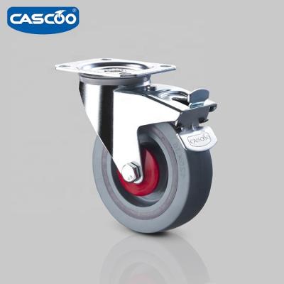 China CASCOO 125MM Polypropylene Sandwich Wheel Swivel Noise Damping Caster With Brake For Roll Cages for sale