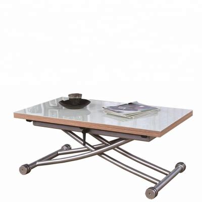 China Modern Wooden Extendable Dining Tables Metal Adjustable (Height) Folding Table Wood Set Transformation Coffee Table for sale