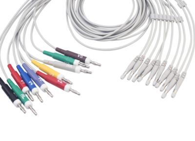 China Clip de plátano paciente ECG Cable 4 extremidad Plomo práctico material de PVC TPU en venta