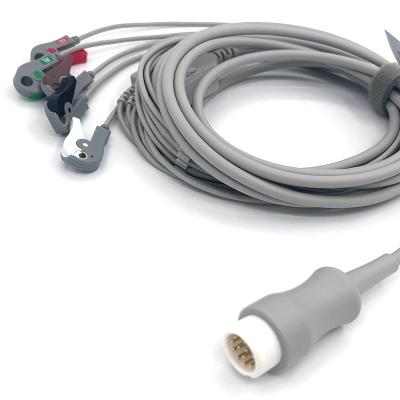 Китай HP 12Pin 5lead WIRES ЭКГ Монитор кабель Серой цвет Латекс свободный многофункциональный продается