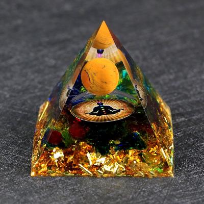 China Crystal 6CM Tiger's Eye Sphere&Rainbow Fluorite Energy Seal HEALING EMF Protection-6 Crystal Reiki Orgone Pyramid Chakra for sale