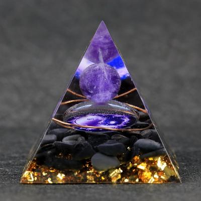 China 2021 BOHEMIA Orgone Pyramid Amethyst Beads Sphere With Round Yinyang Pattern Shimmer Spectrolite Stones Chakra Reiki Jewelry for sale