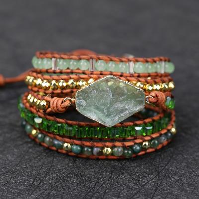 China 2021 BOHEMIA Unique Mixed Chlorite Charm 5 Strands Wrap Bracelets For Women Handmade Boho Jewelry Gift Drop Shipping for sale