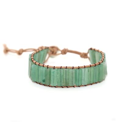 China Bohemia new simple vintage beaded bracelet wrap bracelet semi precious stone cuff leather beaded bracelet for sale