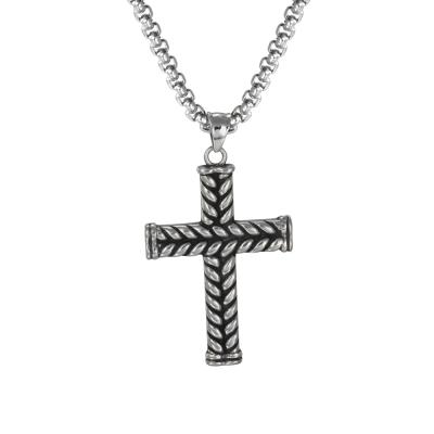 China High Quality Unique Religious Stainless Steel Jesus Cross Pendant Chain Necklace Black Charm Bracelet for sale