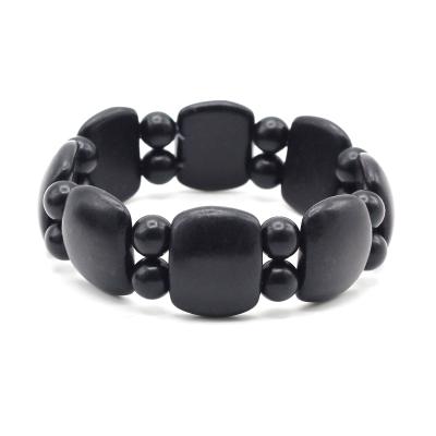 China Natural Stone Bracelet Banichi Natural Black Bian Jade Stone Bracelet Carve Jade Bracelet Men Bianshi Black Bracelet for sale