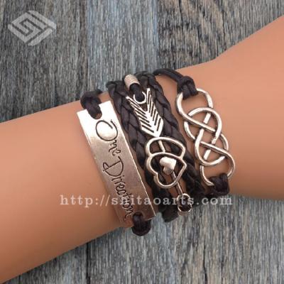 China 2018 Nine Direction 1D Charm Bracelet Wax Ties Leather Bracelet, Arrow Bracelet for sale