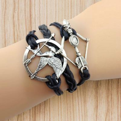 China 2018 Bracelet Fashion Hunger Games Bracelet, Arrow Bracelet Wax Straps Leather Bracelet for sale