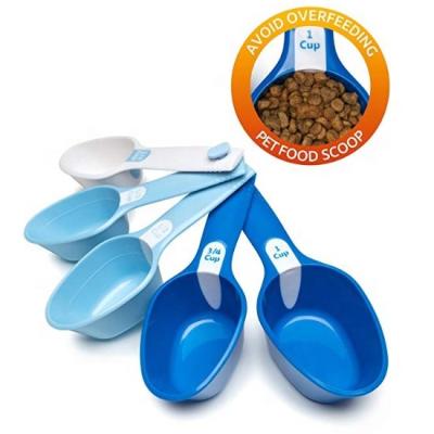 China Plastic Dog Cat Bird Food Measuring Cups Pet Food Automatic Scoop Set Five Measuring Cups for sale