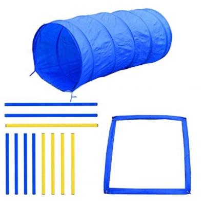 China Viable Obstacle Backyard Dog Agility Training Course Kit Blue Yellow Dog Pet Competitive Training Course for sale