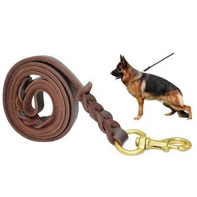 China Dog DETACHED Braided Leather Leash Walking Training Leads German Shepherd for sale