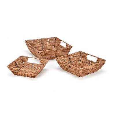 China Square Look Wicker Baskets Constructed Folding Handles Basket for sale