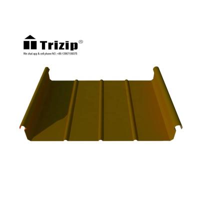 China Hotel Trizip65-430 Colored Curved Metal POS Seam Roofing System for sale