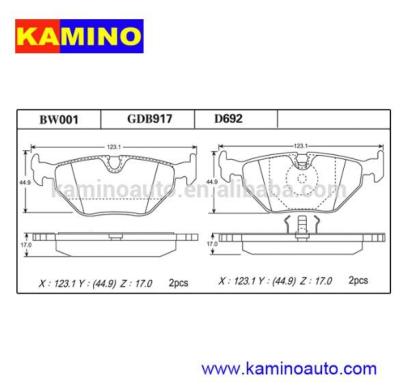 China WHOLESALES CAR DISC BRAKE PADS FOR BMW GDB917/D692 WEVER/KAMINO ASBESTOS FREE Coupe Z3 (E36) for sale