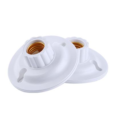 China Screw Around Plastic Low Flat Type Socket White Screw E27 Lamp Holder E27 Lamp Base Ceiling Bracket for sale