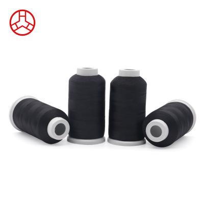 China 2021 Black High Price KangFa Shrink Stocking Tenacity Polyester Yarn For Bag And Leather for sale