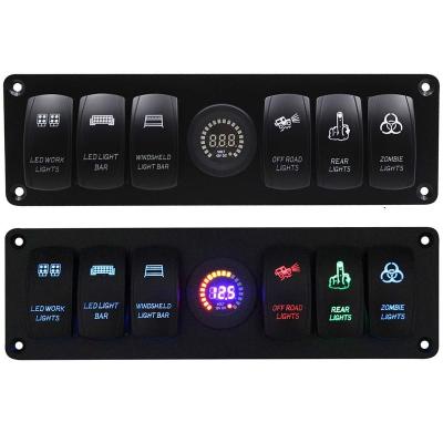 China Colorful Marine Boat Rocker Switch Panel 6 Strip Voltmeter Car Bus Rocker Panel LED Rocker Rocker For RV Car Marine Boat for sale