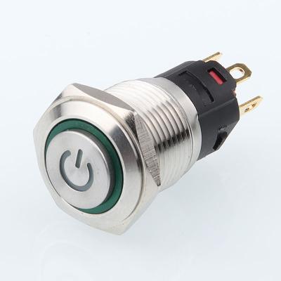 China Copper Plating Stainless//Aluminum Oxide 16mm Head Ring Symbol LED/IP66/5Pin 12V Stainless Steel High Push Button Switch for sale