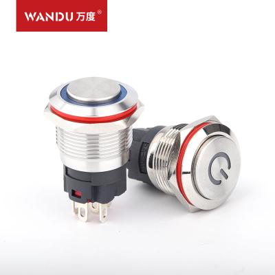 China Brass 22mm stainless steel ip67 metal stainless/nickel plated push button switch with light for sale