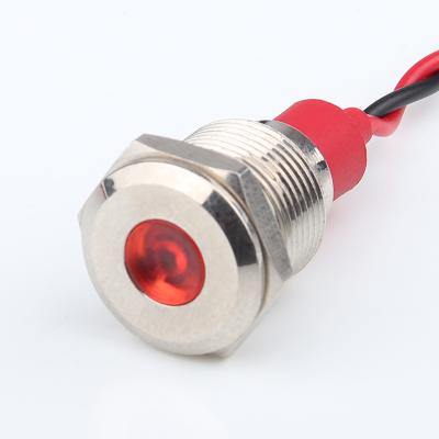 China Regular Copper Plating (Nickel) /Aluminum Oxide 12MM Red, Green And Blue 3 Signal Power Supply Metal Wire LED 5 12 24V Indicators for sale