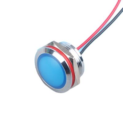 China Copper Plating (Nickel) /Aluminum Oxide 19MM Metal Power Signal Indicator, 12V 24VDC Two Wire Single Color for sale