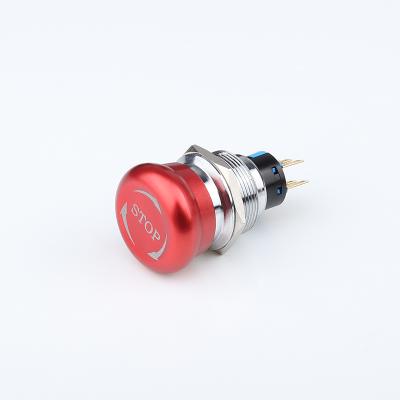 China Waterproof Stainless Steel Metal Emergency Stop 19MM Series Switch, Dustproof Self-locking Red Mushroom Main Emergency Stop IP65 1no1nc/2no2nc for sale