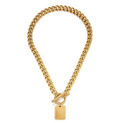 China Other Chain Chunky Necklace Gold Plated Stainless Steel Geometric Empty Pendant Necklace 45CM Thick for sale