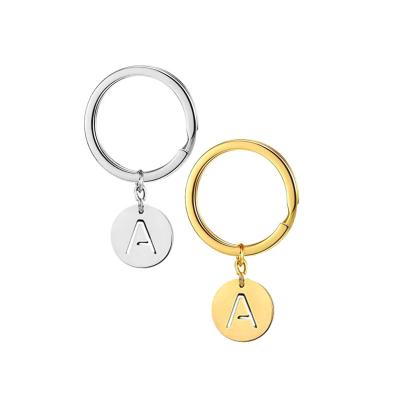 China Factory Direct Creative Metal Letter Key Chain Stainless Steel Gold Plated Coin Pendant Keychain for sale