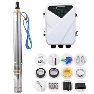 China Agricultural irrigation and household water intake conversion of brushless submersible solar pump with AC/DC of 3 inch solar pump in agricultural system for sale