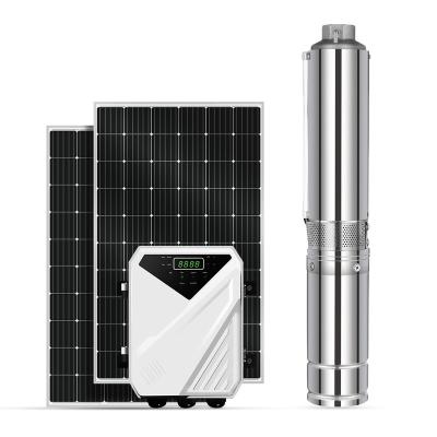 China 304 S/S Motor Shaft Sunpal Deep Well Submersible Solar Water Pump 1Hp 2Hp 3Hp With 3 Years Warranty Eco Friendly for sale