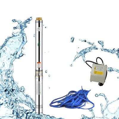 China Family Houses Household Water Intake 0.5hp 220v 58m AC 4inch Electric Submersible Irrigation Deep Well Water Pump for sale