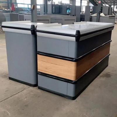 China Supermarket Equipment Checkout Counter Hot Selling Store Checkout Counter Steel Cash Checkstand for sale