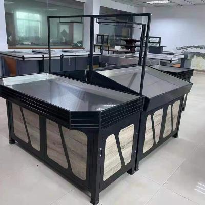 China Hot Popular Fruit Steel Wood Supermarket Shelf Vegetable Display Supermarket Racks for sale