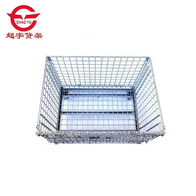 China Custom Warehouse Foldable Stacking Storage Steel Metal Storage Cage Wire Mesh Cage for sale