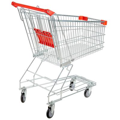 China America style shopping cart PU wheel shopping trolley hand push trolley for supermarket for sale