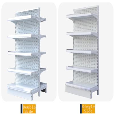 China Modern Custom Store Display Rack Single Sided Supermarket Shelves Groceries Retail Metal Gondola Shelving for sale