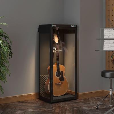 China Long Time Storage Guitar Display Rack Square Mesh With Lights 300L 400L 450L Guitar Viola Bass Cabinet Acrylic Guitar Display Cabinet for sale