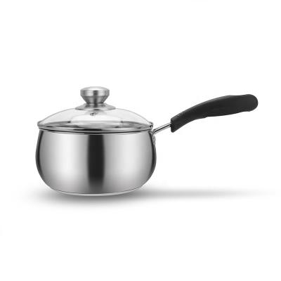 China 16cm 18cm Viable Milk Single Handle Pan Stainless Steel Heating Pot for sale