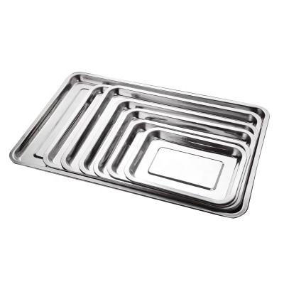 China High Quality Hotel Restaurant Hotel Stainless Steel Food Tray Dish Home Serving Platter Square Metal Plates for sale