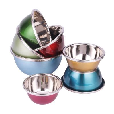 China Sustainable Kitchen Accessories Color Liner Soup Bowl Basin Stainless Steel Mixing Bowl Set Knorr Salad Dressing for sale