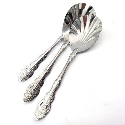 China Disposable Dinner Spoon Stainless Steel Cookware Kitchen Restaurant Home Shell Spoon Cucharas for sale