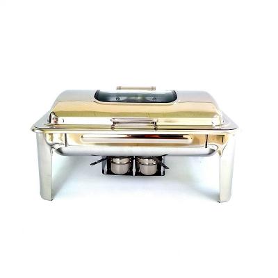 China Restaurant Kitchen Cooking Equipment Fancy Food Warmer Set Hotel Buffet Chafing Dish With Stand for sale