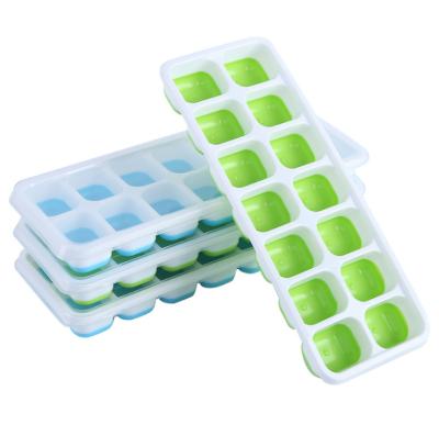 China DIY 14 Holes Durable Safe Material Silicone Ice Cube Tray for sale