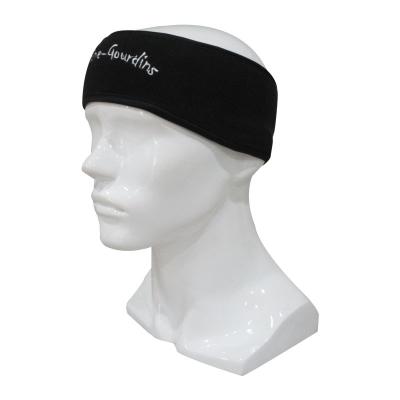 China Black Non-slip Ear Warmer Headband Embroidery Winter Fleece Polyester Thermal Headband for sale